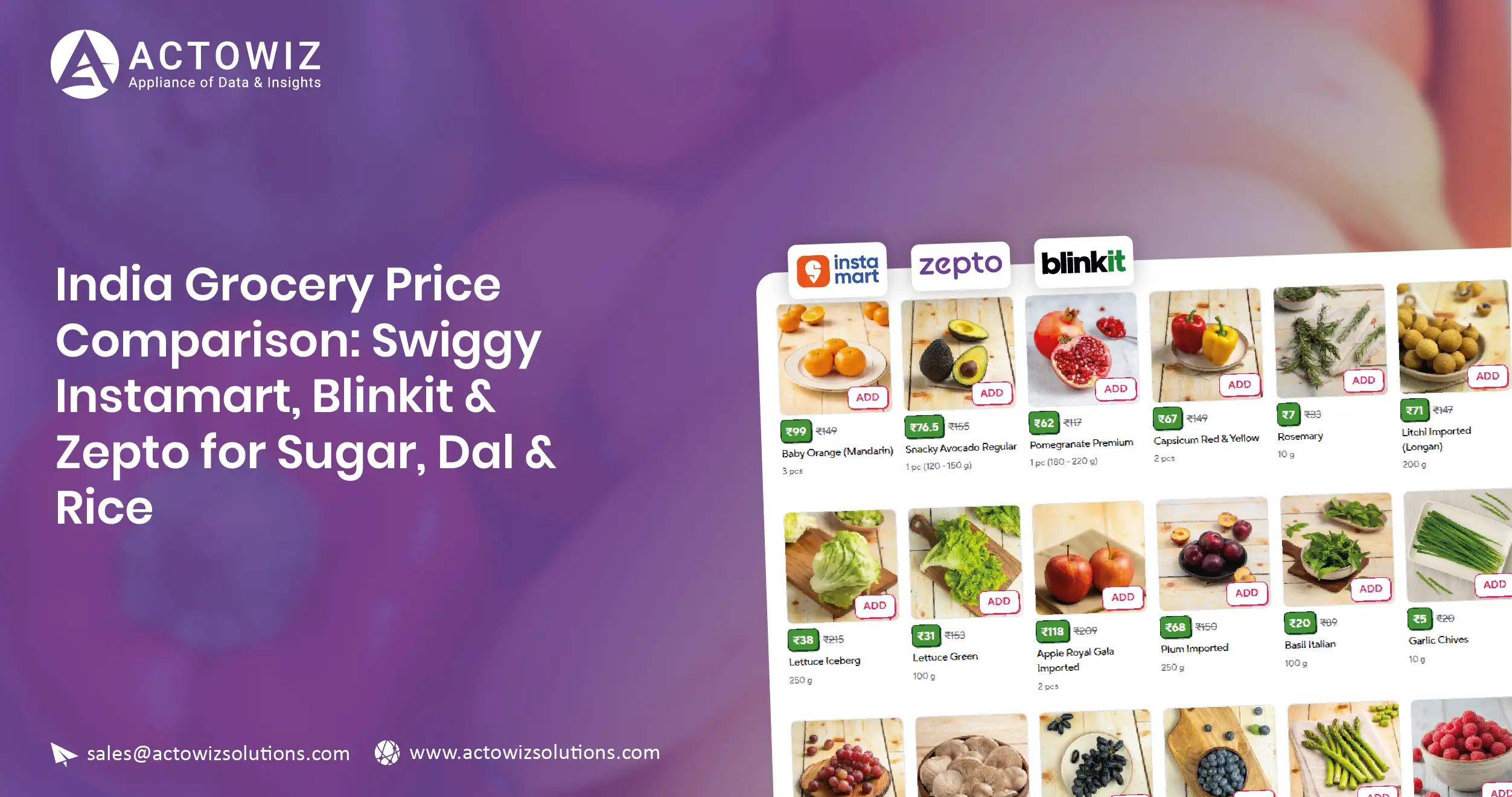 India Grocery Price Comparison for Sugar, Dal & Rice
